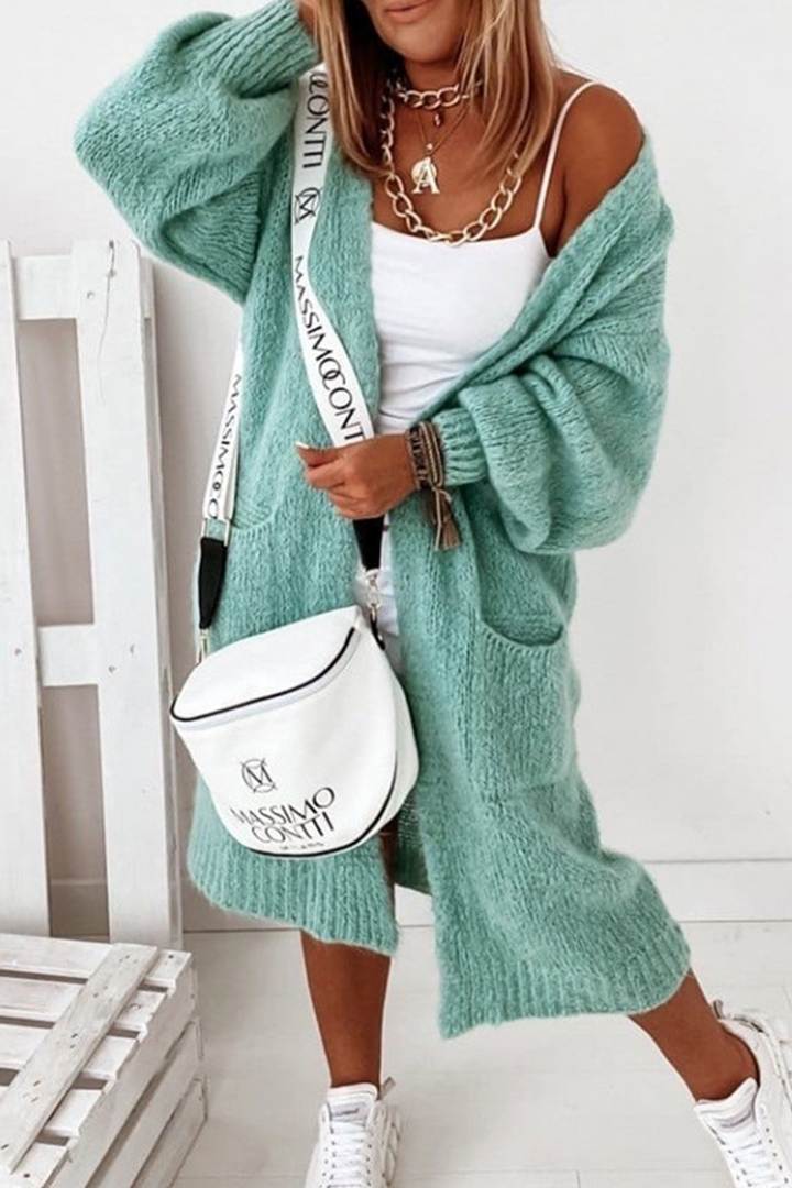 Stilla | Ensfarvet Casual Pullover Med Lomme Ovenfor