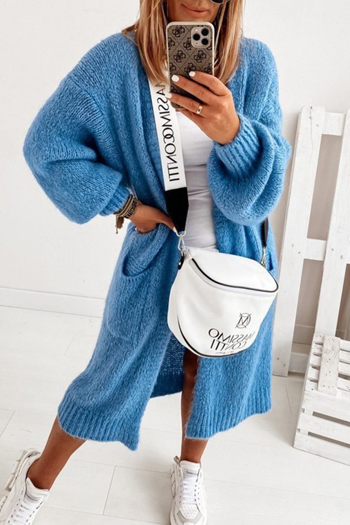 Stilla | Ensfarvet Casual Pullover Med Lomme Ovenfor