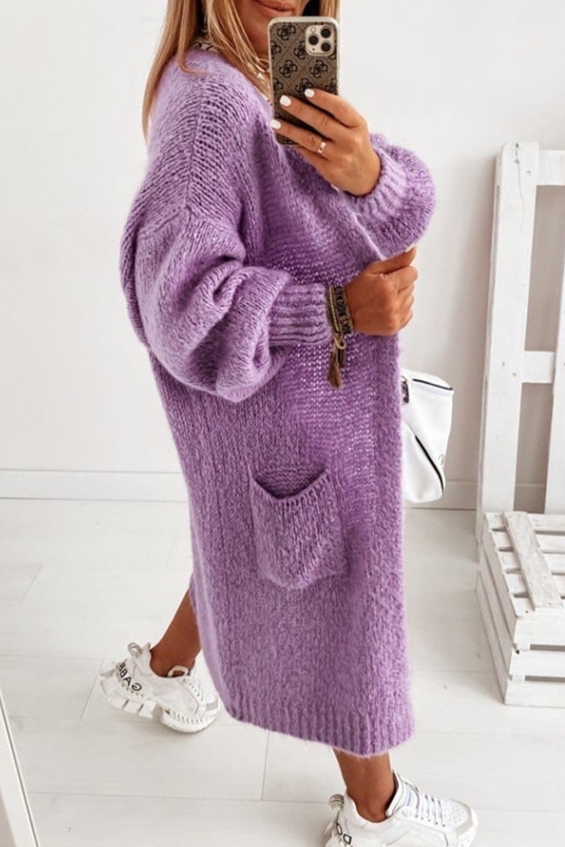 Stilla | Ensfarvet Casual Pullover Med Lomme Ovenfor