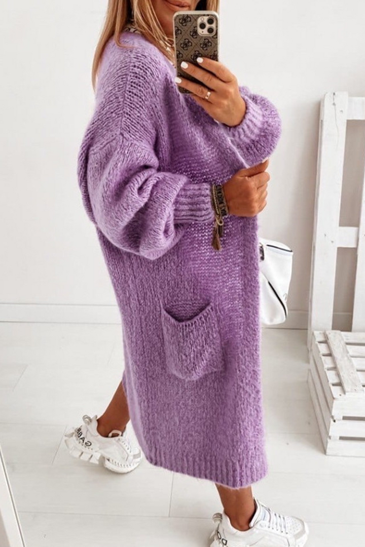 Stilla | Ensfarvet Casual Pullover Med Lomme Ovenfor