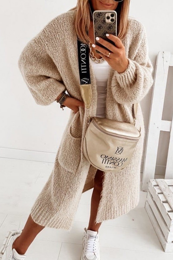 Stilla | Ensfarvet Casual Pullover Med Lomme Ovenfor