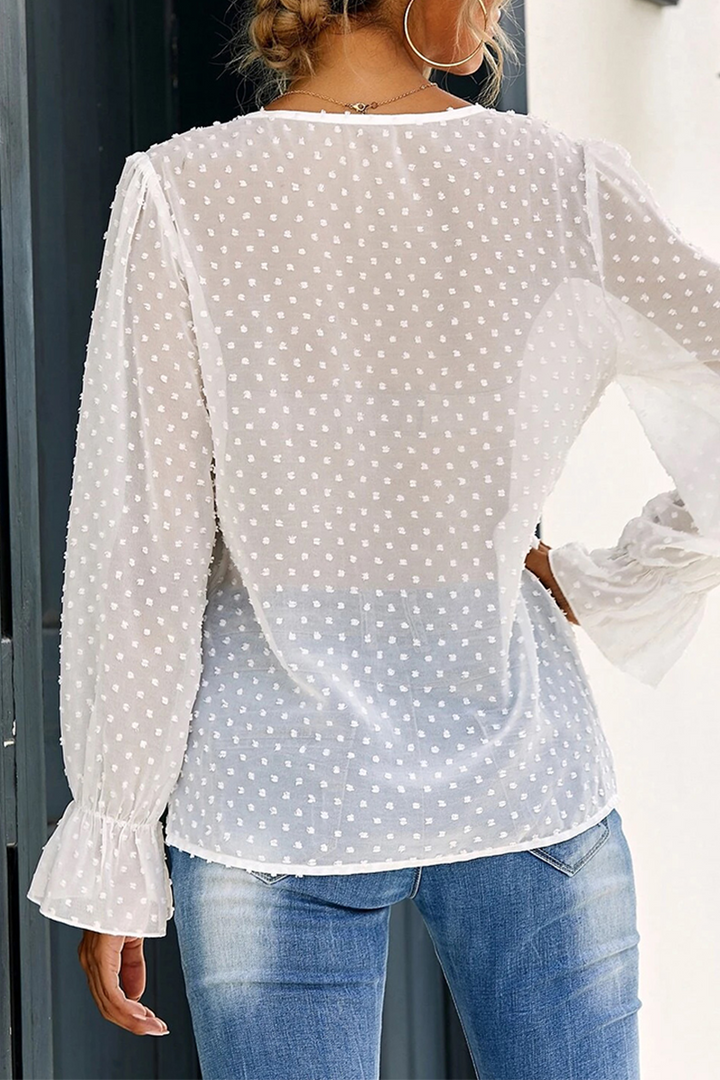 Stilla | Elegante Patchwork Overdele Med Flæser Og V-udskæring