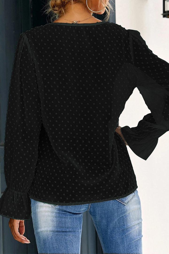Stilla | Elegante Patchwork Overdele Med Flæser Og V-udskæring