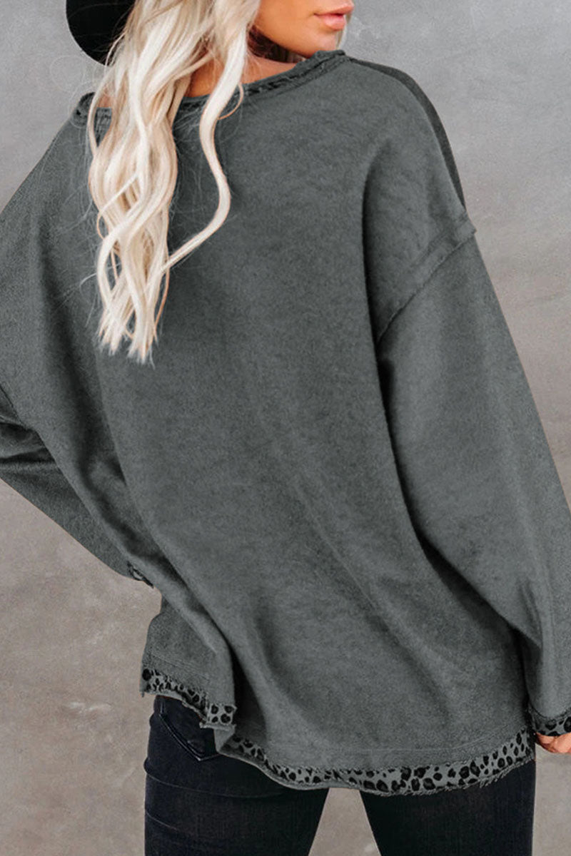 Stilla | Mode Street Solid Joint Split T-shirts Med V-udskæring