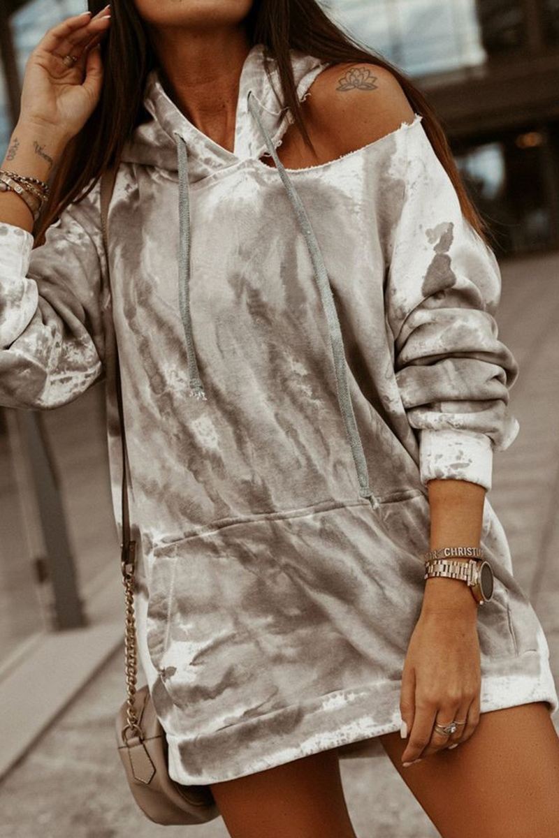 Stilla | Lækre Tie Dye Tops med Gennemsigtig Snor og Hætte