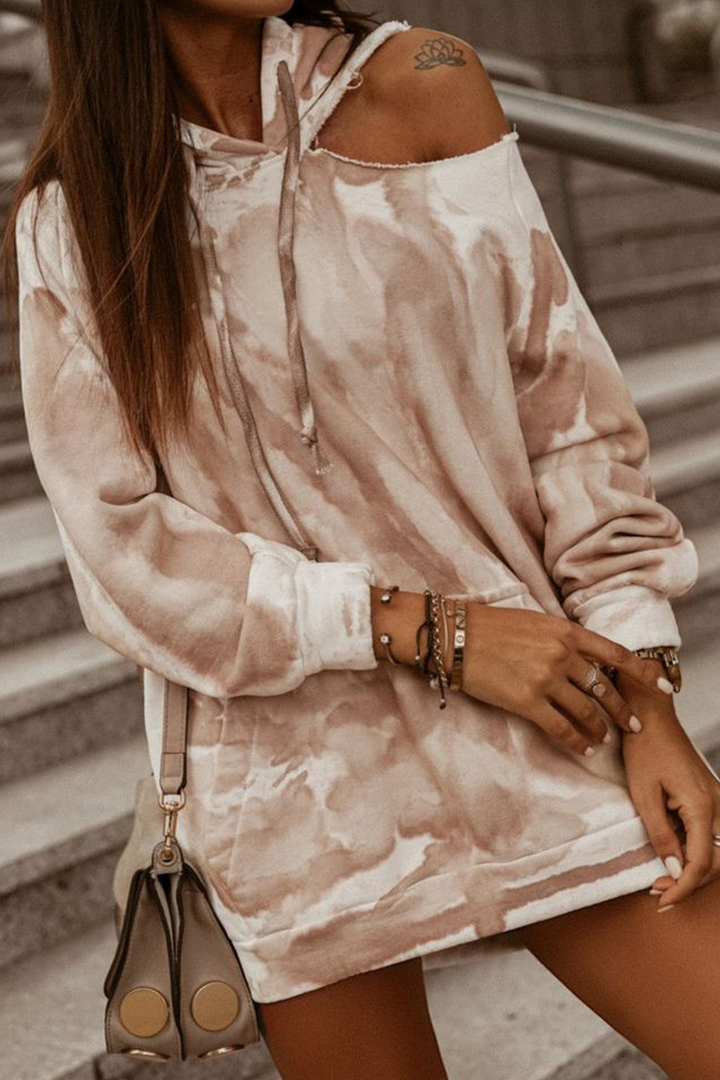 Stilla | Lækre Tie Dye Tops med Gennemsigtig Snor og Hætte