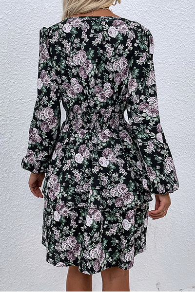 Stilla | Afslappet Elegant Floral Split Joint Fold V-hals Kjoler