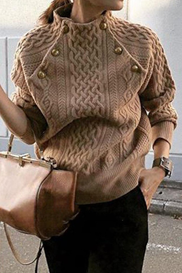 Stilla | Enkel Rullekrave Sweater Med Patchwork Sløjfe