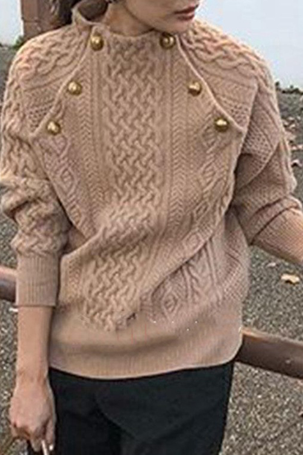 Stilla | Enkel Rullekrave Sweater Med Patchwork Sløjfe