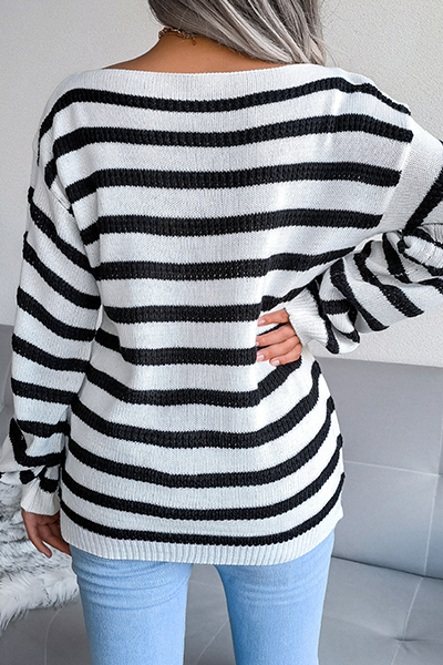Stilla | Casual Toppe Med Skulderfrie Stropper I Stribet Patchwork Kontrast