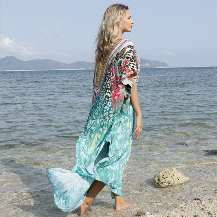 Dame Kaftan med detaljeret broderi og generøse splitter Stilla