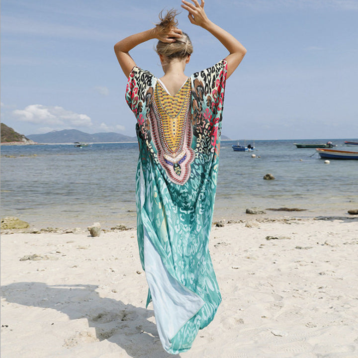 Dame Kaftan med detaljeret broderi og generøse splitter Stilla