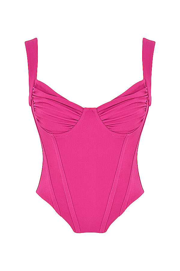 Stilla | Fuchsia Farvet Korsettop Med Udbening
