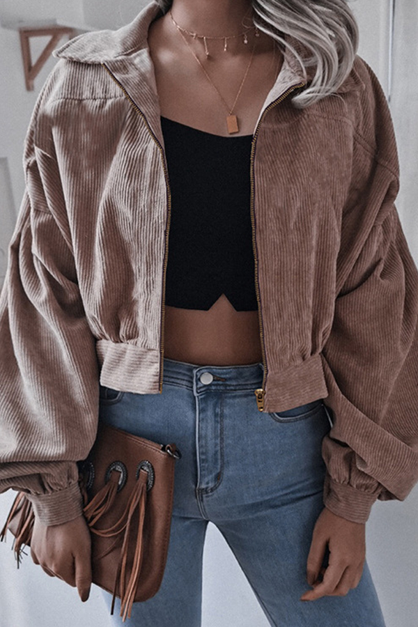 Stilla | Lækker Gade Solid Split Joint Lynlås Omslaget Krave Ydre Beklædning