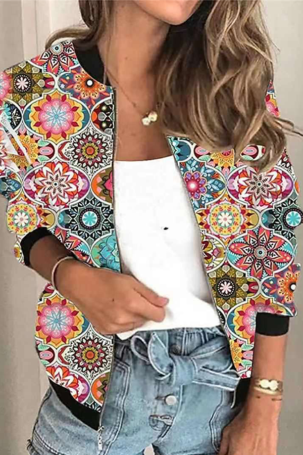 Stilla | Fritids Patchwork Overtøj Med Ståkrave og Lynlås