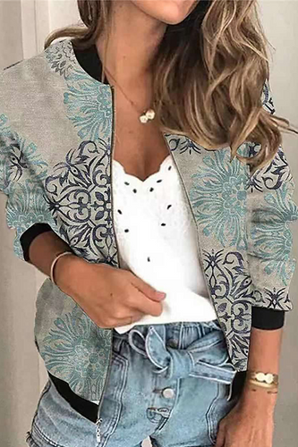 Stilla | Fritids Patchwork Overtøj Med Ståkrave og Lynlås