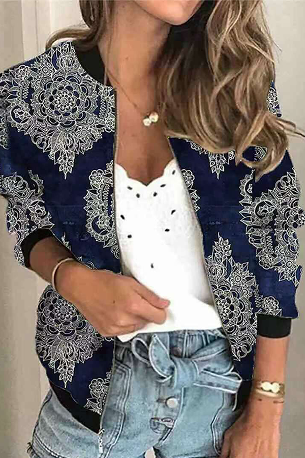 Stilla | Fritids Patchwork Overtøj Med Ståkrave og Lynlås