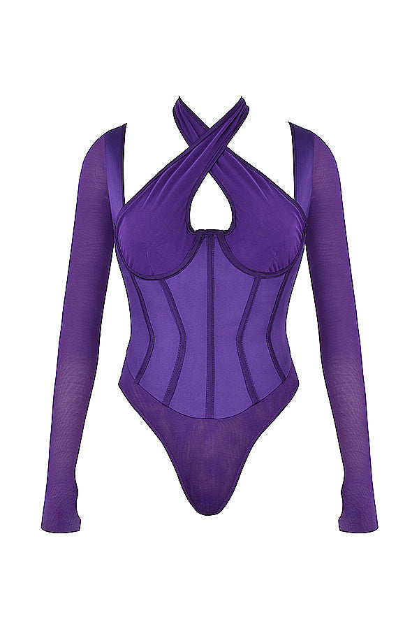 Stilla | Grape Halterneck Korset Bodysuit