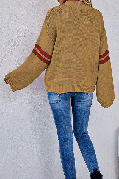 Stilla | Lækre Stribet Patchwork Sweater Med Rund Halsudskæring Og Kontrasterende Overdel