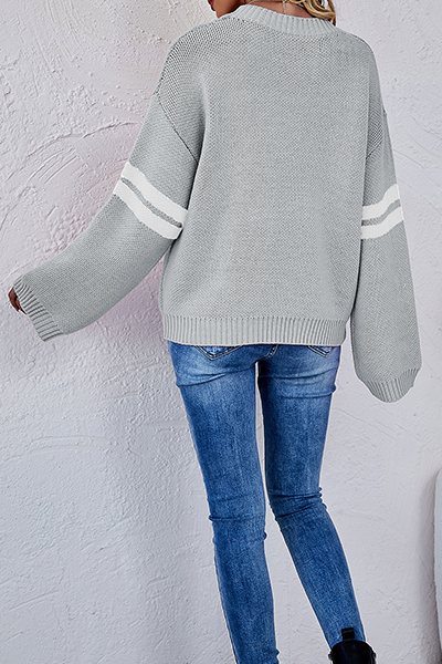 Stilla | Lækre Stribet Patchwork Sweater Med Rund Halsudskæring Og Kontrasterende Overdel