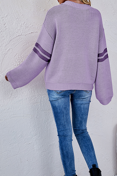 Stilla | Lækre Stribet Patchwork Sweater Med Rund Halsudskæring Og Kontrasterende Overdel