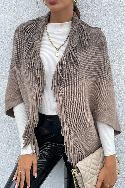 Stilla | Afslappet Elegant Stribet Frynse Patchwork Nedslået Krave Trøje