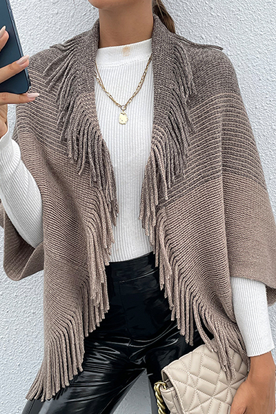 Stilla | Afslappet Elegant Stribet Frynse Patchwork Nedslået Krave Trøje