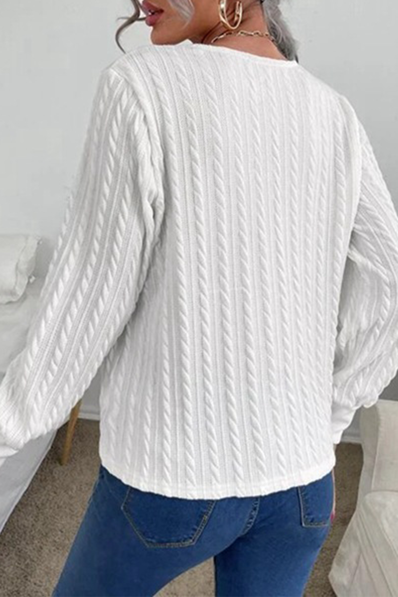 Stilla | Afslappet Elegant Solid Lace Split Joint V-hals Top Trøje