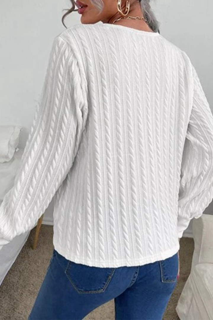 Stilla | Afslappet Elegant Solid Lace Split Joint V-hals Top Trøje
