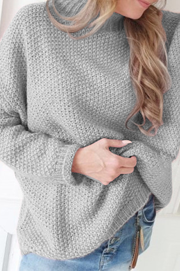 Stilla | Lækker, Ensfarvet Sbasic Pullover Med Halv Høj Krave