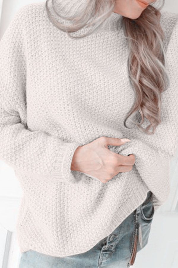 Stilla | Lækker, Ensfarvet Sbasic Pullover Med Halv Høj Krave