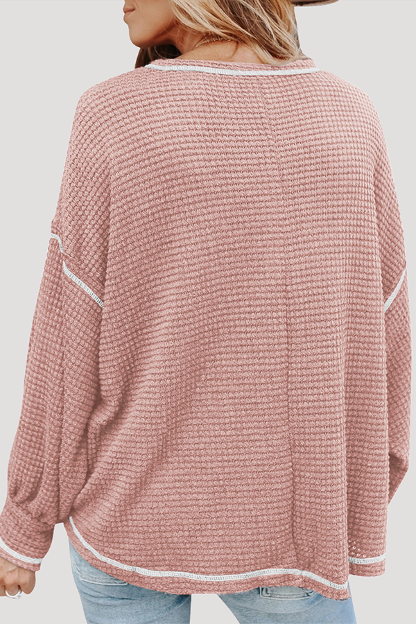 Stilla | Afslappet Solid Split Joint Lomme O-hals Toppe