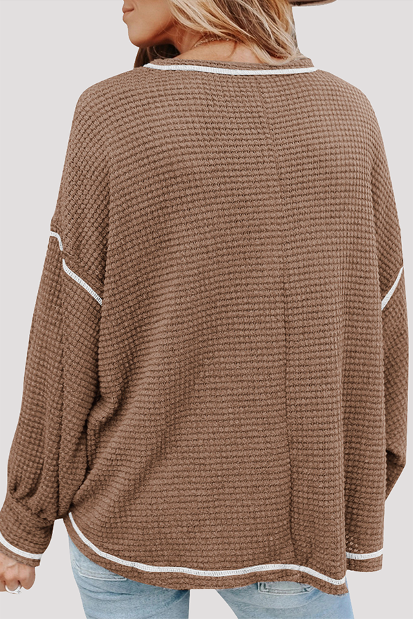 Stilla | Afslappet Solid Split Joint Lomme O-hals Toppe