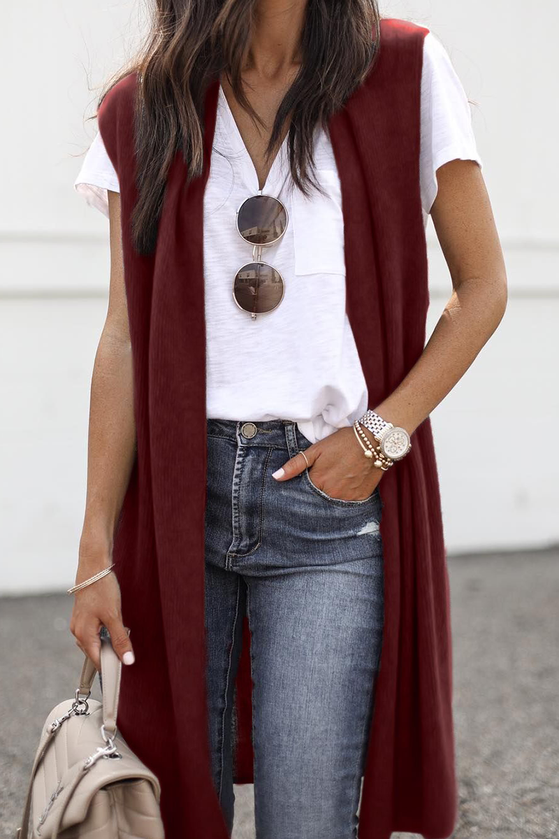 Stilla | Basic Gilets med V-hals og patchwork, afslappet og moderne