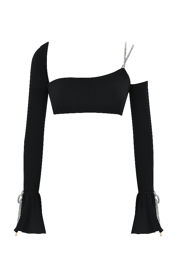 Stilla | Bandeau Top Med Sort Krystal Finish