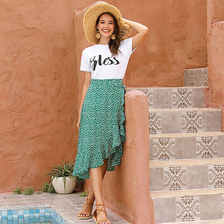 Femme Volant Saum Midi Skirt Stilla