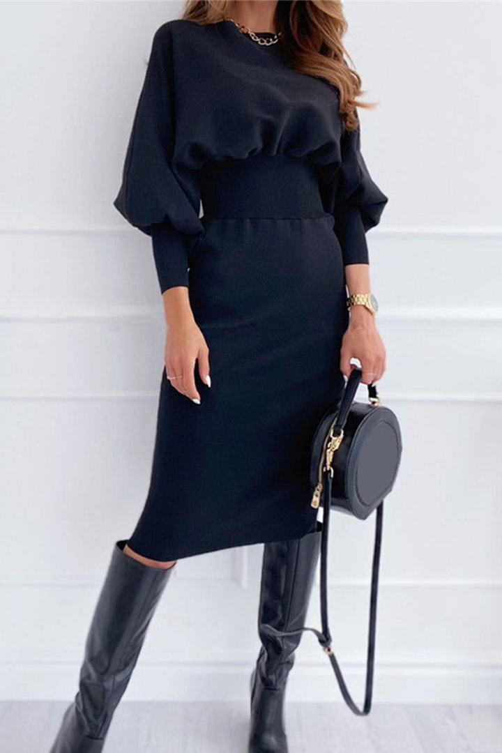 Stilla | Mode Casual Solid Patchwork Plissé O U-hals Talje Skirt Kjoler