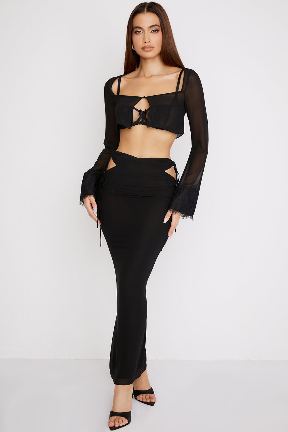 Stilla | Cropped Top Med Udskåret Maxi Nederdel