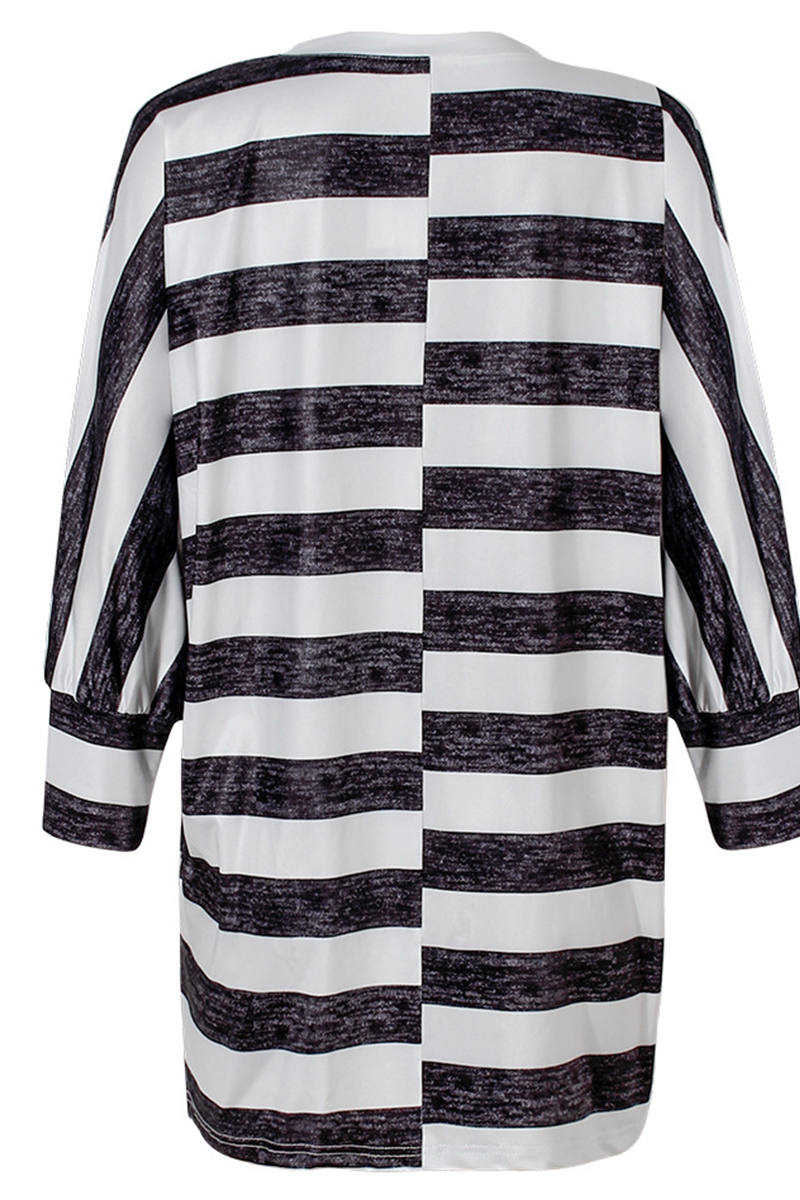 Stilla | Afslappet Stribet Patchwork O-hals Toppe