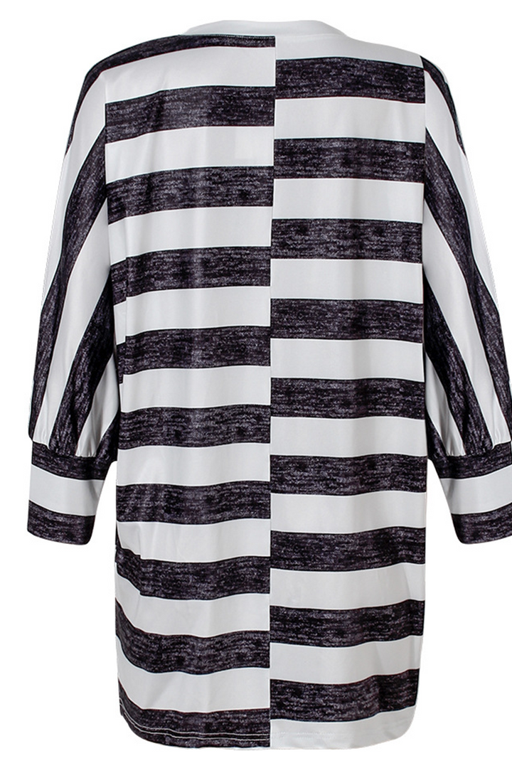 Stilla | Afslappet Stribet Patchwork O-hals Toppe