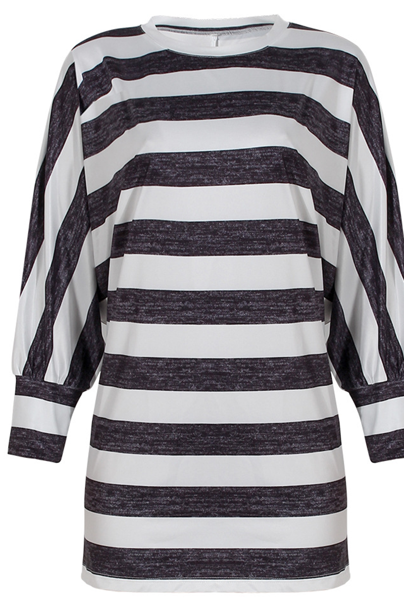 Stilla | Afslappet Stribet Patchwork O-hals Toppe
