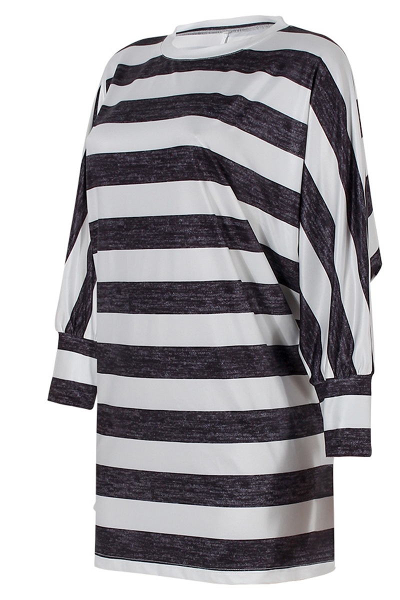 Stilla | Afslappet Stribet Patchwork O-hals Toppe
