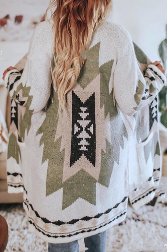 Stilla | Casual Outdoor Beklædning Med Patchwork Strikjakke Krave og Tryk