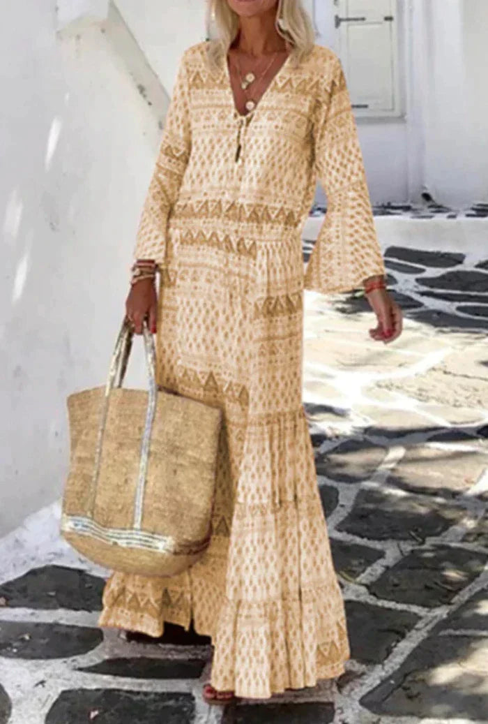 Stilla | Læder Print Patchwork V-hals Kage