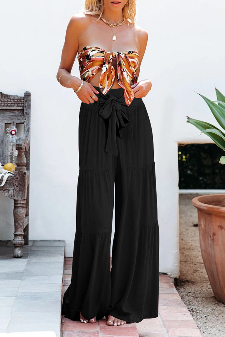 Stilla | Afslappet Solid Patchwork Loose Mid Waist Speaker Solid Color Bottoms