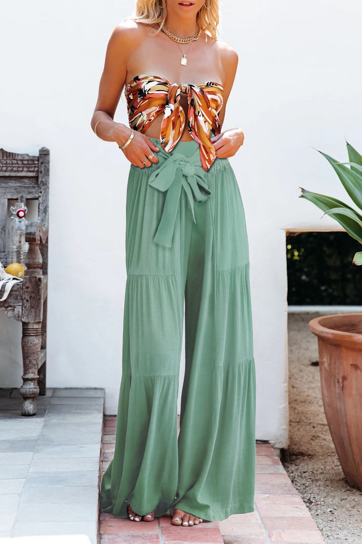 Stilla | Afslappet Solid Patchwork Loose Mid Waist Speaker Solid Color Bottoms