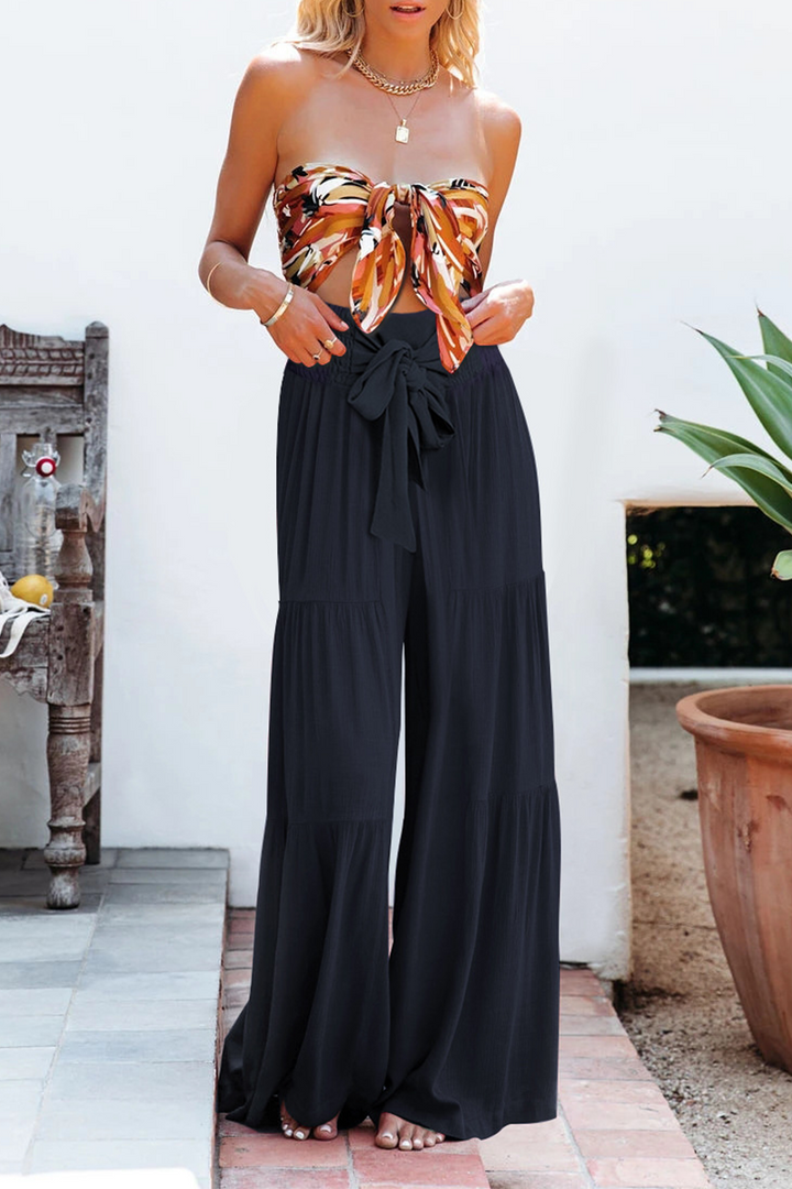 Stilla | Afslappet Solid Patchwork Loose Mid Waist Speaker Solid Color Bottoms