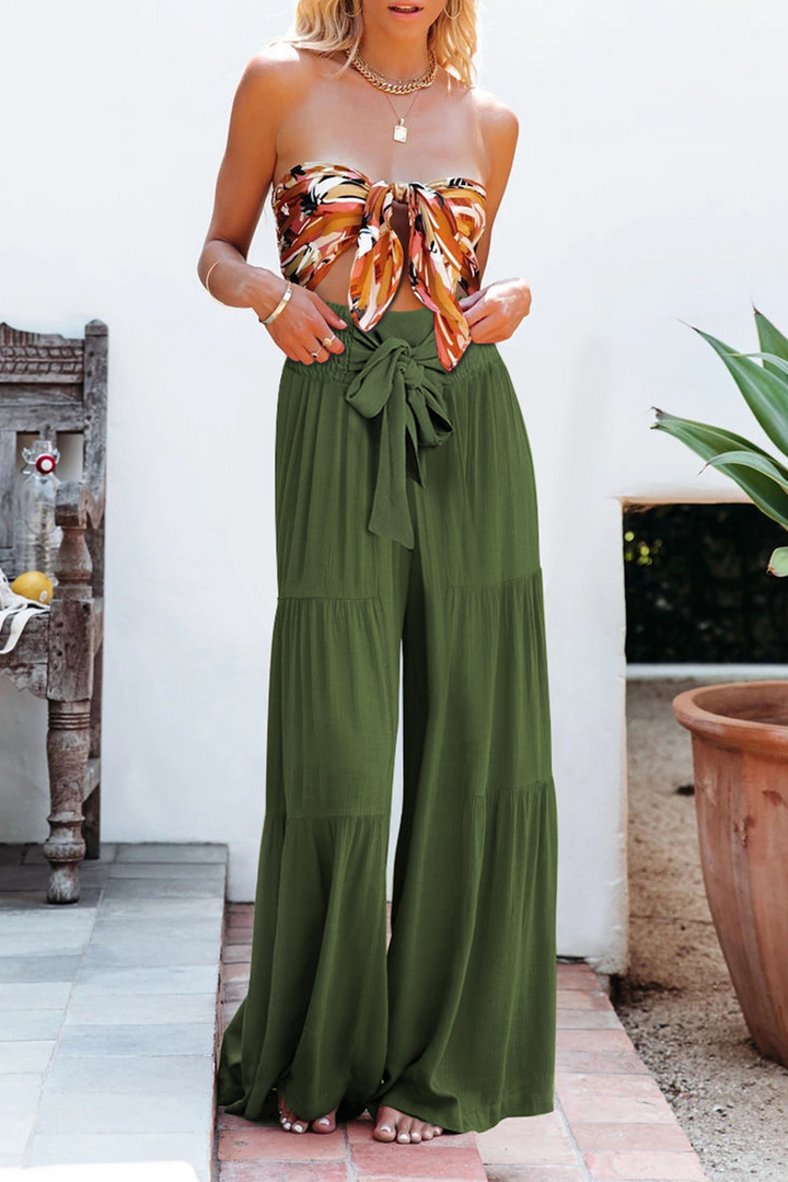 Stilla | Afslappet Solid Patchwork Loose Mid Waist Speaker Solid Color Bottoms