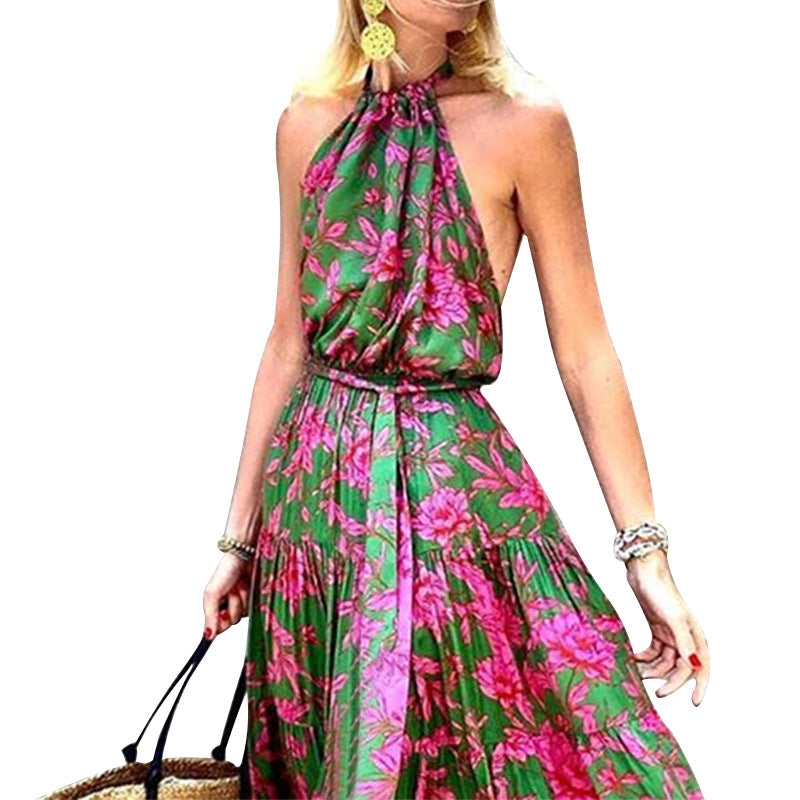 Dame Maxi-kjole med elegant halsdesign og flydende skirt Stilla