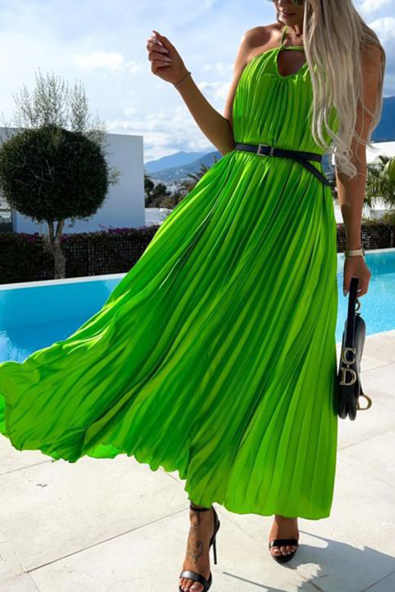 Stilla | Mode Solid Fold Halter Straight Kjoler